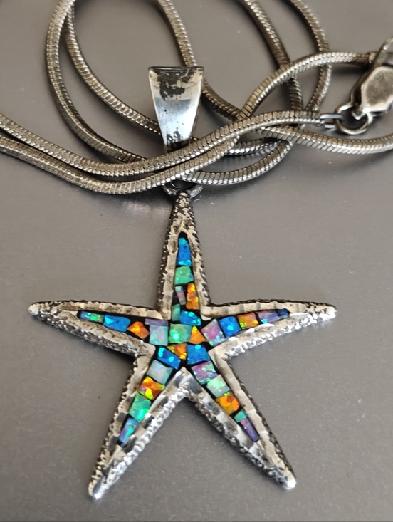 Cardenas Taxco Jewelry - Vintage Cardenas Taxco Starfish Pendant Silver 950 Snake Chain Necklace